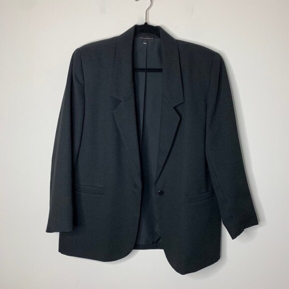 Women's Vintage Black Blazer Shoulders Pads Structured Oversized 90s y2k - Picture 3 of 10